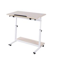 SogesPower 31.5 inches Mobile Laptop Desk Tilted Desktop Adjustable Side Table Computer Stand for Bed Sofa, White Maple