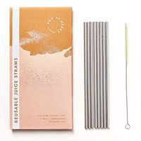 Metal Straws - Eco at Heart Stainless Steel Reusable Straws - Straight Thin Drinking Straw Design - Cleaning Brush Included – BPA Free 8.5in Length 0.23in Diameter