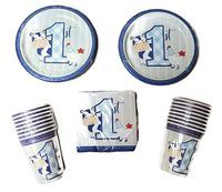 Farmhouse Boy 1st Birthday Party Bundle 7" Plates (16) Cups (16) Napkins (16)