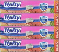 Hefty Slider 2.5 Gallon Jumbo Storage Bags, 12 Count Boxes (Pack of 4) by Hefty