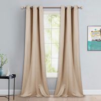 NICETOWN Room Darkening Grommet Panels - Baby Room Curtains 90 inches Long, Privacy Draperies (42 inches Width, Biscotti Beige, 1 Pair)