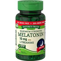 Nature's Truth Maximum Strength Melatonin 10 mg Plus L-Theanine Capsules, 72 Count