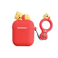 UR Sunshine AirPods Case, Super Cute Funny Lying Cartoon Animal Soft Silicone Case Cover Protective Skin for AirPods1/AirPods 2+Ring Lanyard-Yellow Bear