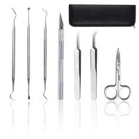 BUSOHA Weeding Vinyl Tools 7 Pcs Stainless Steel Precision with Case,Vinyl Craft Paper Craft Tool Kit for Silhouettes Cameos, Spatula Tweezers Fine Tweezers Lettering Scraper Hook Small Scissors Carvi