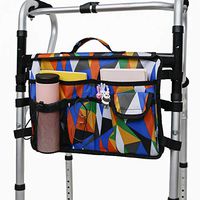 MDSTOP Walker Attachments Bag (Double-Sided) with Cup Holder for Folding Walker Hanging Pouch for Walkers Adult Folding Walker Accessories for Seniors or Elderly (Multi-Color, 16" x 11")