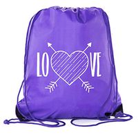 Valentine's Day Bags, Drawstring Cinch Backpacks, Valentines Day Gift Bags - 6PK Purple CA2500VAL S3