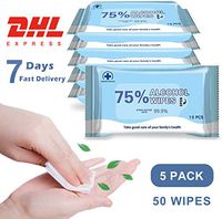 Alcohol Disinfectant Wipes 75% Alcohol Wet Wipes, Large Portable Hand Alcohol Wipes Disposable Sterilization Wipes for Antiseptic Skin Cleaning Care(5Packs,50Wipes)