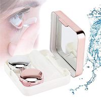 Contact Lens Care Box, Reflective Cover Contact Lens Case, Contact Lens Kit for Travel, Contact Lens Case Box Holder Container (Pink)