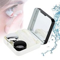 Contact Lens Care Box, Reflective Cover Contact Lens Case Set Cute Lovely Travel Kit Box Contact Lens Case Box Holder Container (Black)