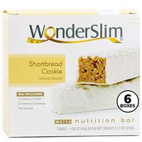 WonderSlim Meal Replacement Protein Bar - Low Carb Nutrition Bar for Women & Men - Shortbread Cookie - High Fiber, KETO Friendly, Weight Loss Diet Snack Bar (7ct) 6 Box Value-Pack (Save 15%)