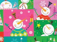 24" x 417' Colorblock Snowmen Christmas Gift Wrap Half Ream Paper Rolls (1 Roll)