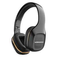 Bluetooth Headphones Over Ear, WONWAKU Hi-Fi Stereo Wireless Headset Headphone Foldable Soft Comfortable Wireless Headphones with Mic for Cell Phone/PC/TV (Black)