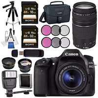 Canon EOS 80D DSLR Camera with 18-55mm Lens + Canon EF 75-300mm Lens + 58mm Wide Angle Lens + 58mm 2X Lens + Canon 100ES EOS Shoulder Bag Bundle