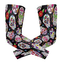LEVEIS Day of The Dead Sugar Skull Arm Sleeves UV Protection for Men Women Sunblock Protective Gloves Running Golf Cycling Driving Long Arm Cover 1 Pair