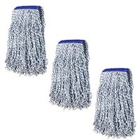 KLEEN HANDLER Nano Microbial Cut End Finish Mop | 1.25" Universal Headband, Pack of 3
