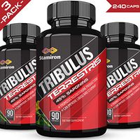 (3-Pack) Stamiron Tribulus Terrestris Extract Powder Capsules Powerful Test & Ntiric Oxide Boost with Estrogen Blocker - 45% Steroidal Saponins 1300mg 90 Count
