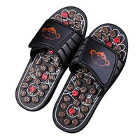Jmung Massage Slippers Foot Care Reflexology Sandals with Natural Acupuncture Stones Mules Slippers Unisex Adult,38~39