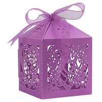 100pcs Dark Purple Paper Candy Gift Box Laser Cut Wedding Favor Love Heart Party Decor Party Supplies tokoeasy