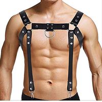 Lsinyan Leather Novel Men's Straps Adjustable Design Tights Body Comfortable and Soft Chest Harness Lapel Costume