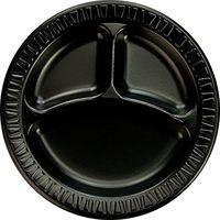 Dart 9CPBQR 9 in Black Laminated Foam 3 Comp Plate (Case of 500)