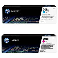 HP 201X (CF401X) Cyan High Yield Original LaserJet Toner Cartridge and HP 201X (CF403X) Magenta High Yield Original LaserJet Toner Cartridge Bundle