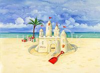 Hi-Look Microfiber Cleaning Cloth - Sand Castle Beach Christmas - with shovel