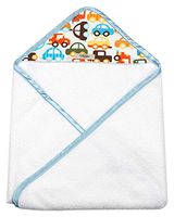 My Blankee Newborn Hooded Baby Boy Towel, White Cars