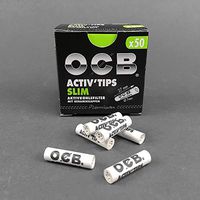 50 OCB Slim 7mm Activated Charcoal Filters ACTIV'TIPS - 1 Box