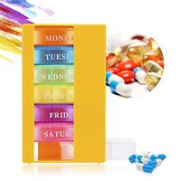 Janolia Weekly Pill Box, 7 Days Portable Travel Prescription and Medication Pill Organizer, 21 Grids Compartments for Holding Vitamins, Cod Liver Oil, Supplements and Medication Orange