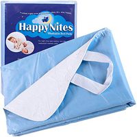 HappyNites Bed Mat Bedwetting Underpads - Washable 36x52, Hospital 1500ml Soft Reusable Waterproof Bed Mats for Incontinence Kids Elderly Adults (36x52-2pack w Handles)