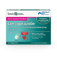 Basic Care Lansoprazole Delayed Release Orally Disintegrating Tablets 15 mg, Acid Reducer, 14 Count