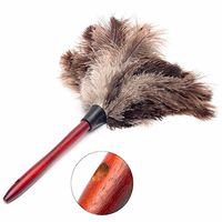 20cm Anti Static Natural Fall Ostrich Fur Feather Duster Brush Wood Handle Household