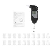 Alcohol Tester, Digital LCD Screen Alcohol Breath Tester Portable Keychain Breath Analyzer, Black (20pcs Mouthpiece)