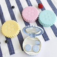 Cute Cartoon Cookies Shape Contact Lens Case Lovely Special Mini Travel Portable Pocket Case (Color Random)