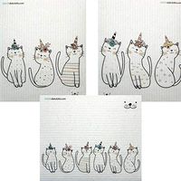 Mixed Caticorn Set of 3 Cloths (one of Each Design) Swedish Dishcloths | ECO Friendly Absorbent Cleaning Cloth | Reusable Cleaning Wipes
