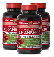Urinary Antibacterial - Cranberry Concentrate 50:1 - Pure and Potent Ingredients - Concentrate Vitamin c - 3 Bottle (180 Softgels)
