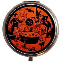 Vintage Halloween Scene Bobbing Apples Pill Box Pill case