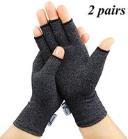 Arthritis Gloves, 2 Pairs Compression Gloves for Women Men, Fingerless Gloves Support and Warmth for Hands, Finger Joint, Relieve Pain from Rheumatoid, Osteoarthritis, RSI (Black, Large-2 Pairs)