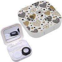 Portable Contact Lens Case Box Travel Kit Mirror + Bottle + Tweezers Container Holder [ Cute Hearts Valentines ]