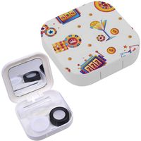 Portable Contact Lens Case Box Travel Kit Mirror + Bottle + Tweezers Container Holder [ Casino Gambling Games Dollar Coins ]