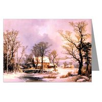 Currier and Ives Winter Holiday G.H.Durrie, Winter in the Country, The Old Grist Mill 1862 Christmas Notecard set