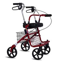 HAREY Folding Rollator Walker with Seat,4 Wheel Transport Walker Lightweight Mobility Aid Adjustable Compact Walking Aids for Seniors, The Elderly, Handicap