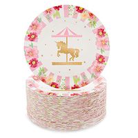 Carousel Party Paper Plates 7 inches for Cake Dessert (80 Pack)