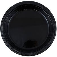 JAM PAPER Round Plastic Party Plates - Medium - 9 inch - Black - 200/Box