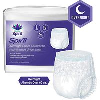 Healthy Spirit Overnight Super Absorbent Incontinence Underwear, Large, 16 Count