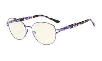 Eyekepper Computer Reading Glasses,Blue Light Filter Readers, Stylish Cateye Round Eyeglasses Women,Purple +1.25