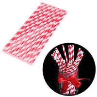 Pack of 50 Paper Straw Rainbow Biodegradable Drinking Paper Straw Disposable Paper Straw for Juice, Milk Christmas Party Supplies (Red)