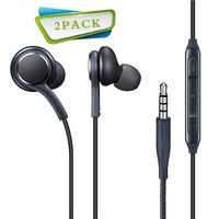 Headphones/Earphones/Earbuds, (2 Pack) 3.5mm Aux Wired in-Ear Headphones with Mic and Remote Control for Galaxy S9 S8 S7 S6 S5 Edge + Note 5 6 7 8 9 and More Android Devices(Black)
