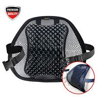 MAXXPRIME Car Lumbar Support, Mesh Lower Back Support Cushion with Wooden Beads for Car, Home and Office Chair, Double-Layer Mesh, Air Flow Breathable, Curve Adjustable and Comfortable, 1 Pack, Black