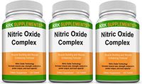 3 Bottles Nitric Oxide Complex 3500mg Per Serving L-Arginine HCL AAKG AKG Alpha Ketoglutarate Citrulline Malate 360 Total Tablets KRK Supplements